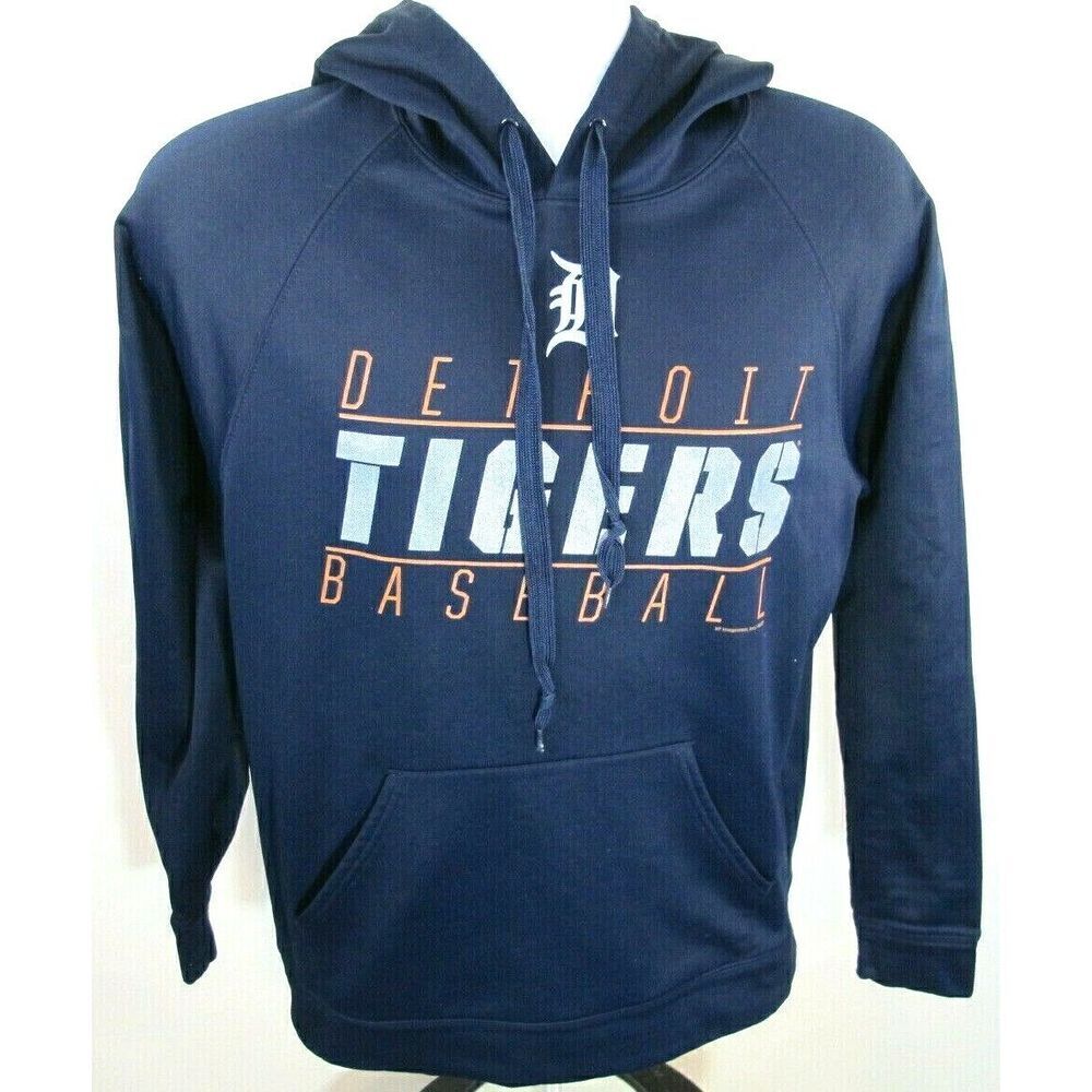 Detroit Tigers Men's Medium Genuine MLB Merchandise Navy Drawstring Hoodie